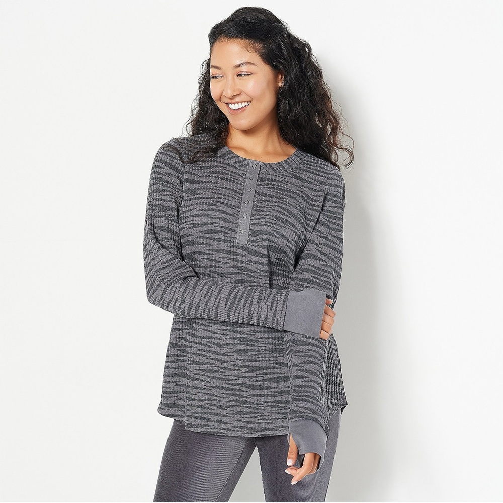 Belle by Kim Gravel Waffle Knit Henley